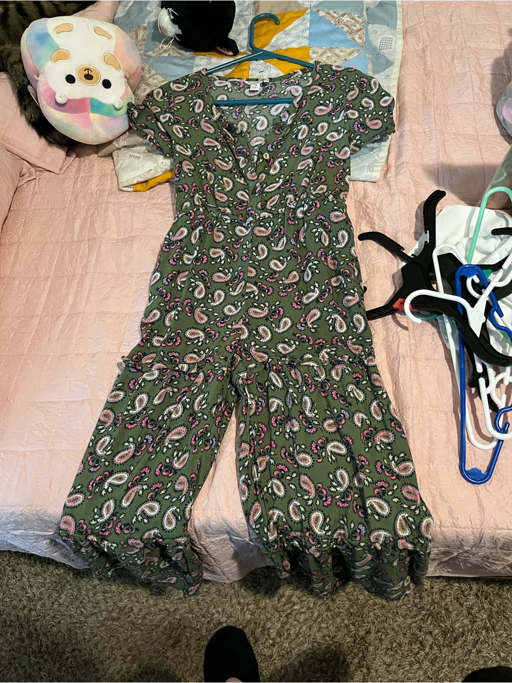 Cato Green Paisley Girls' One‑Piece Jumpsuit